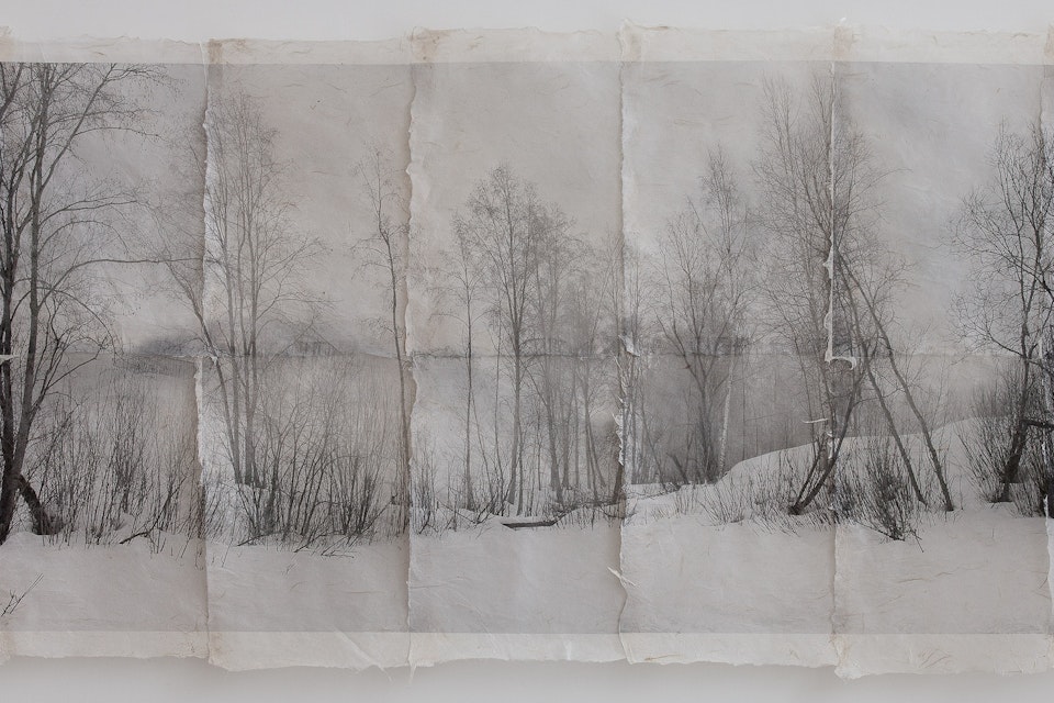 Landscapes - Wintertrees - Montage printed on handmade kozo paper. 65x140 cm