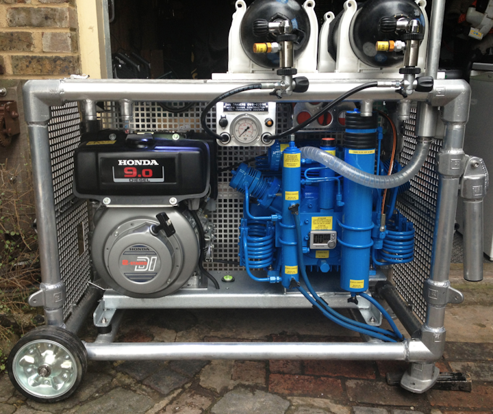 Portable Diving Air Compressor - with twin fill high speed 300 or 232 Bar capability.