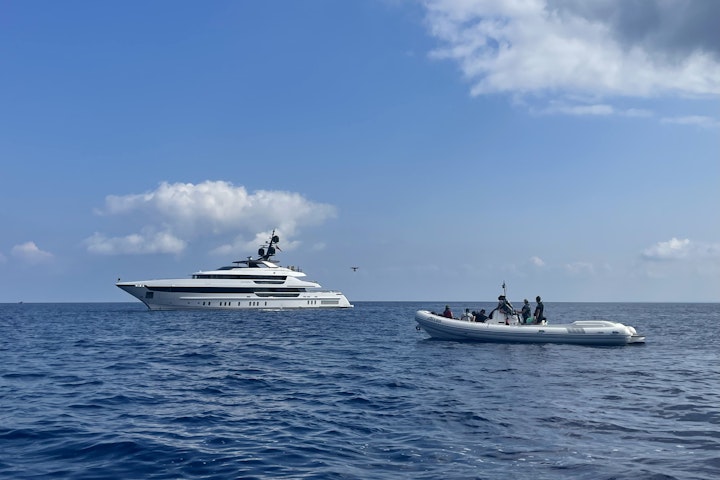 Super Yacht with Drone Support Boat
