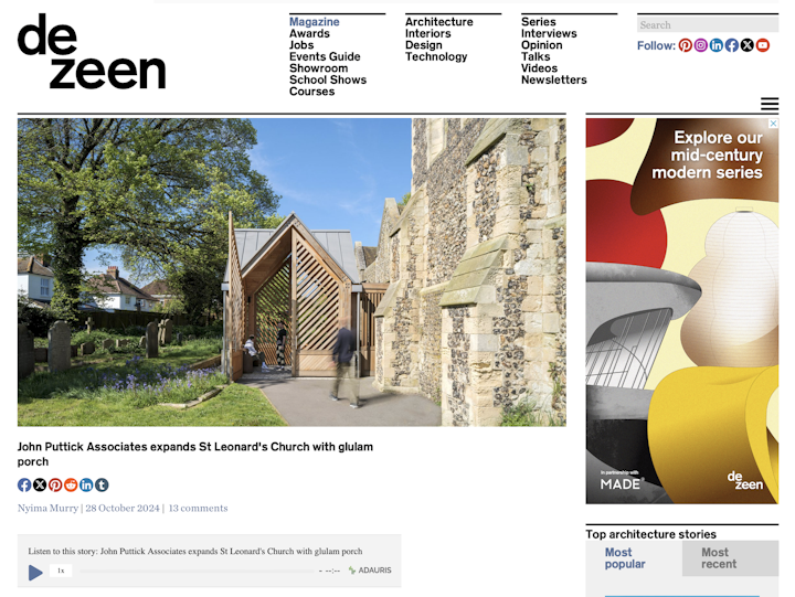 Dezeen publishes Hove church project