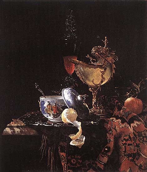 Willem Kalf, Still Life with Chinese Box and Nautilus Cup, 1662. Oil on Canvas, 79.4 x 67.3 cm. Museo Thyssen-Bornemisza, Madrid, Spain.