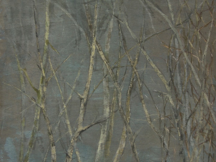 Holzweg, 2020 #1, Tempera auf Holz, 39 x 39 cm