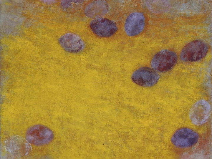 Zwetschgen, 2011 #9, Tempera auf Leinen, 104 x 104 cm