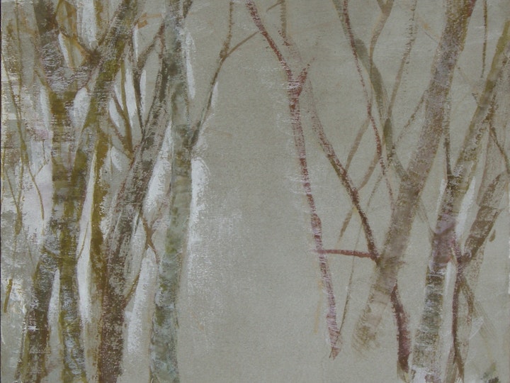 Holzweg, 2019#11, Tempera auf Holz, 34 x 34 cm