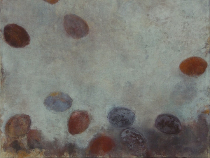 Zwetschgen, 2011 #5, Tempera auf Leinen, 104 x 104 cm