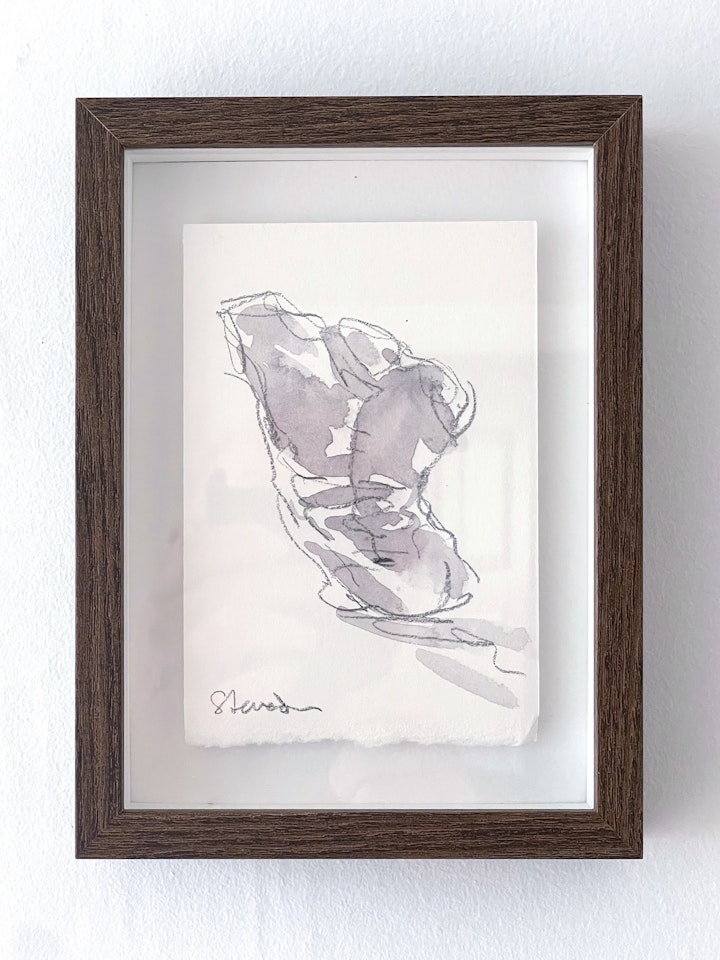 affordable watercolours - Torso #1. Graphite and watercolour floated in a small Ikea Hovsta 13x18cm faux dark oak frame. £50 Including UK delivery. Email me for details steve@stevedeer.co.uk