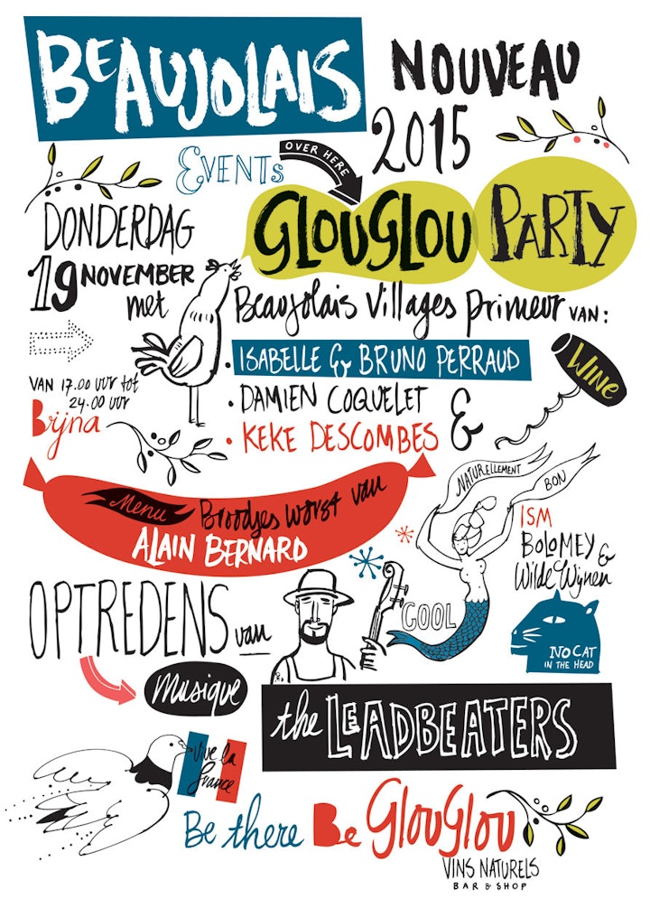 Yearly traditional Beaujolais party poster 2015
