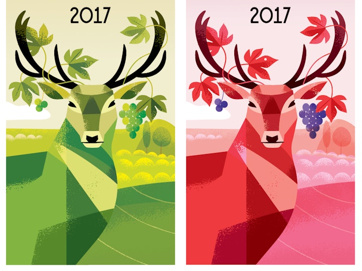 Label-illustration for a Dutch wine maker. They are located near the biggest national park of the Netherlands