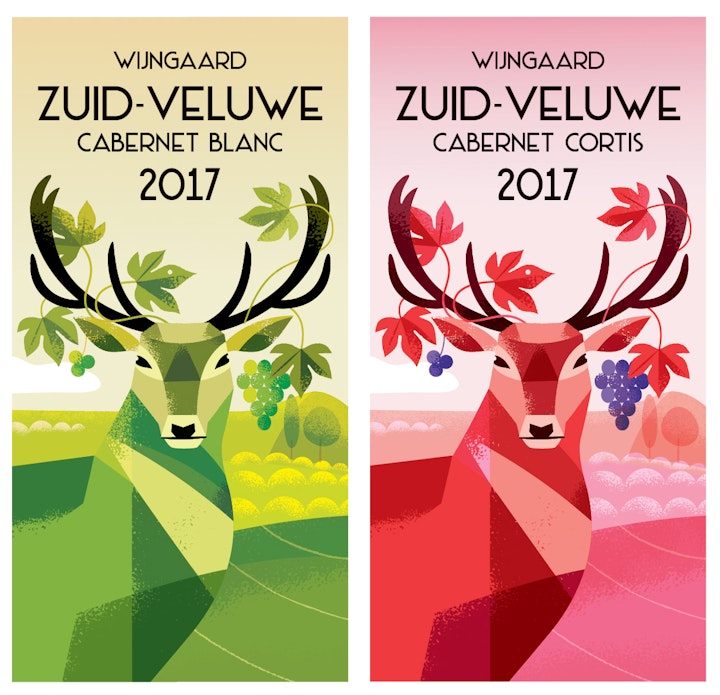Label-illustration for a Dutch wine maker. They are located near the biggest national park of the Netherlands