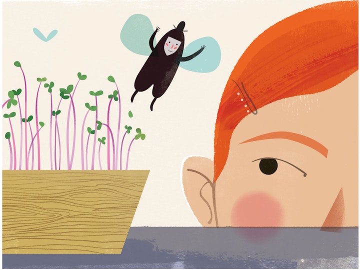 Two images for an animation accompanying a podcast for children called "1Minute"