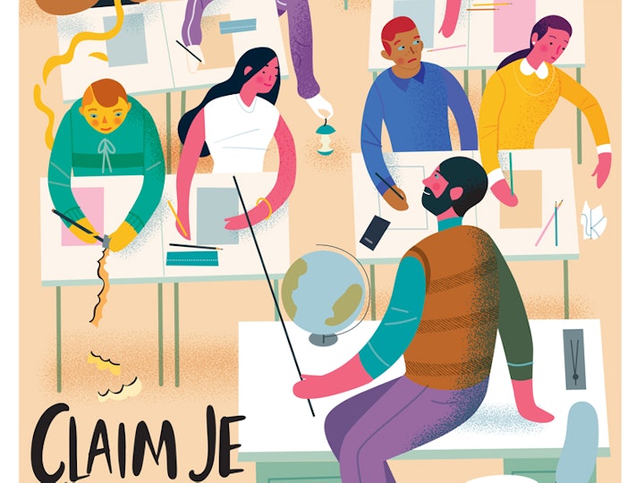 A poster that makes the student conscious about leaving the classroom tidy. Aventus schools.