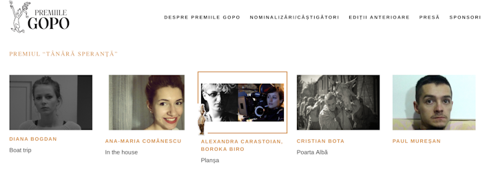 "Young hope" award at Gopo Awards