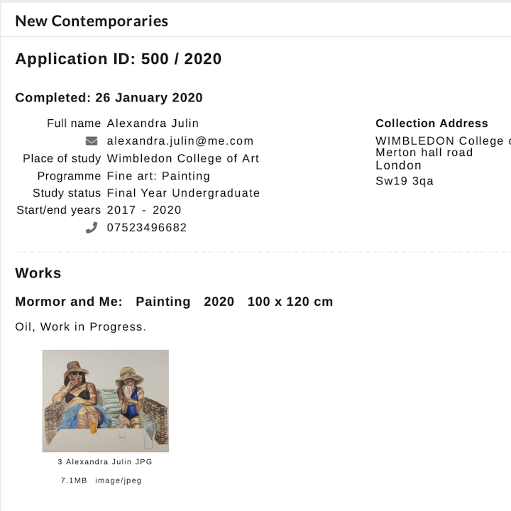 British New Contemporaries Application