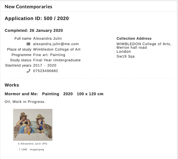 British New Contemporaries Application