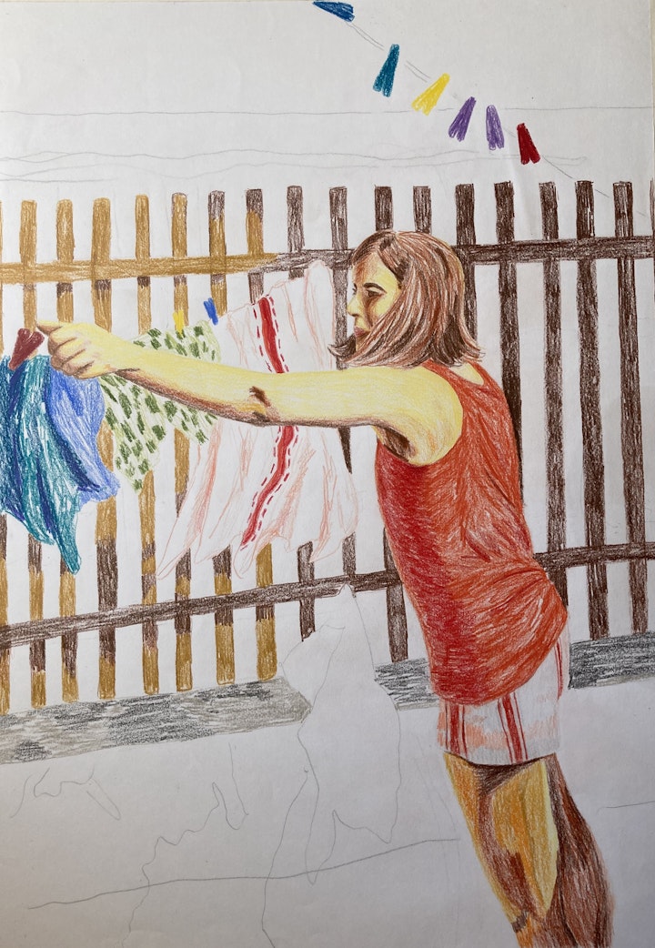 Realised Work - Washing to the East - 2020 - Colour Pencil on Paper - A3
