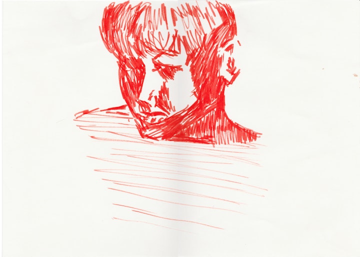 Sketches - Cameron - 2020 - Red Pen on Paper - 30 x 42 cm A3