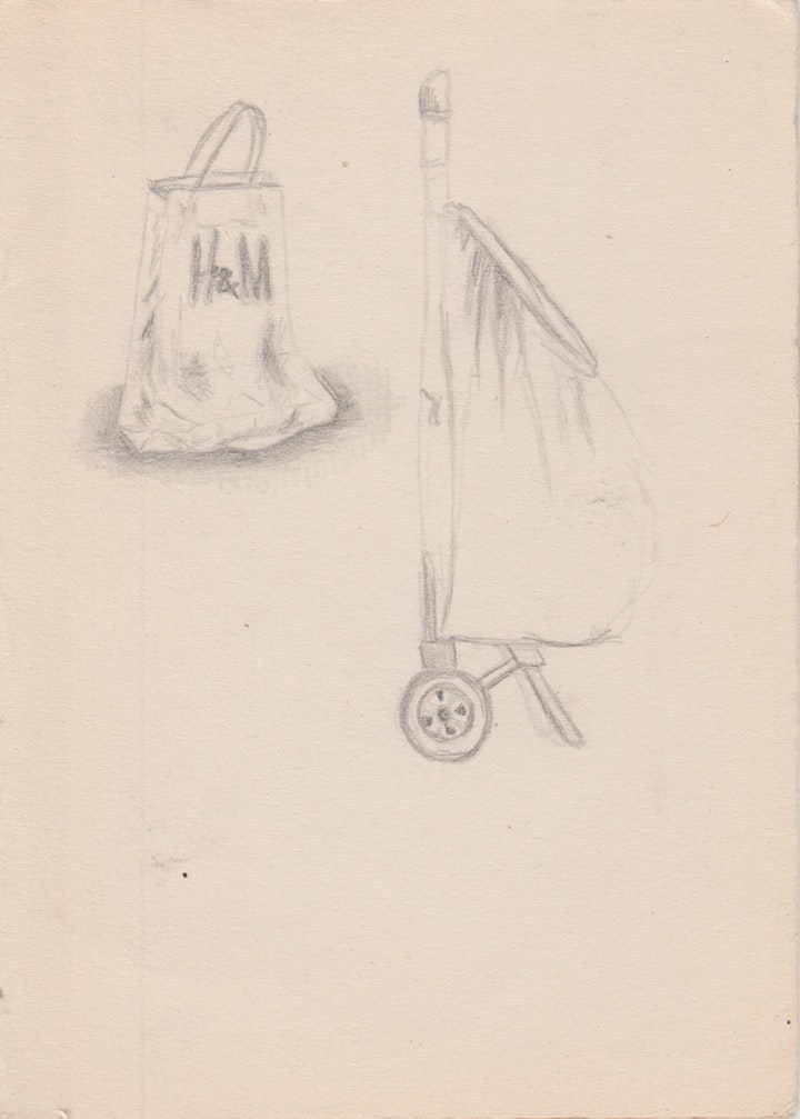 Objects - Carry - 2019 - Pencil on Cream Paper - 10 x 15 cm A6