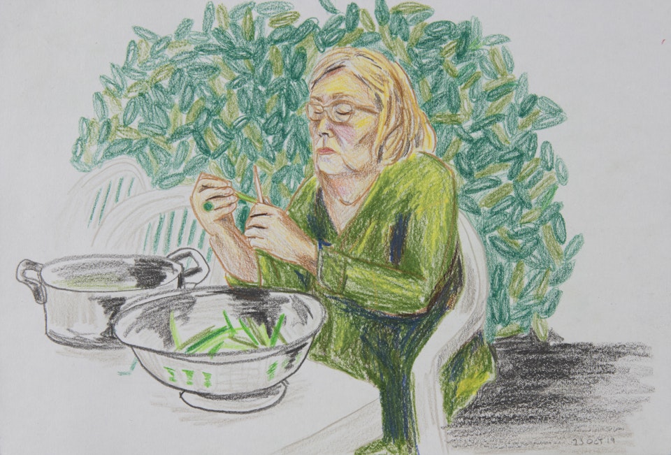 Realised Work - Mormor Beans in Beziers - 2019 - Pencil on Paper - 21 x 30 cm