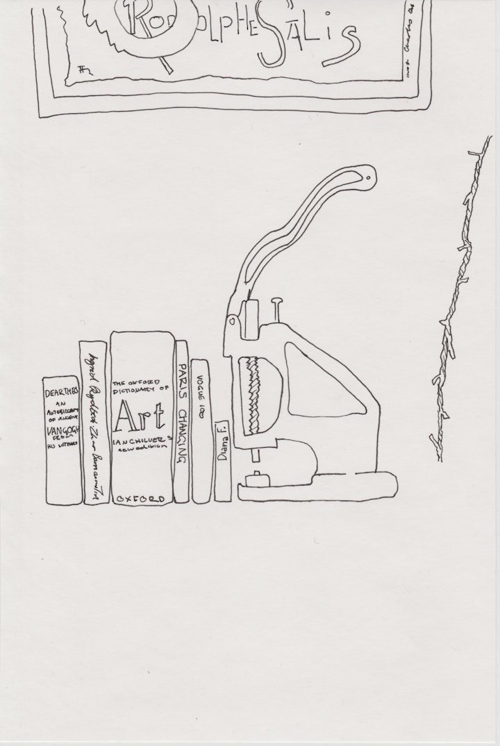 Objects - Side Table - 2020 - Black Pen Line Drawing on Paper - 21 x 29 cm A4