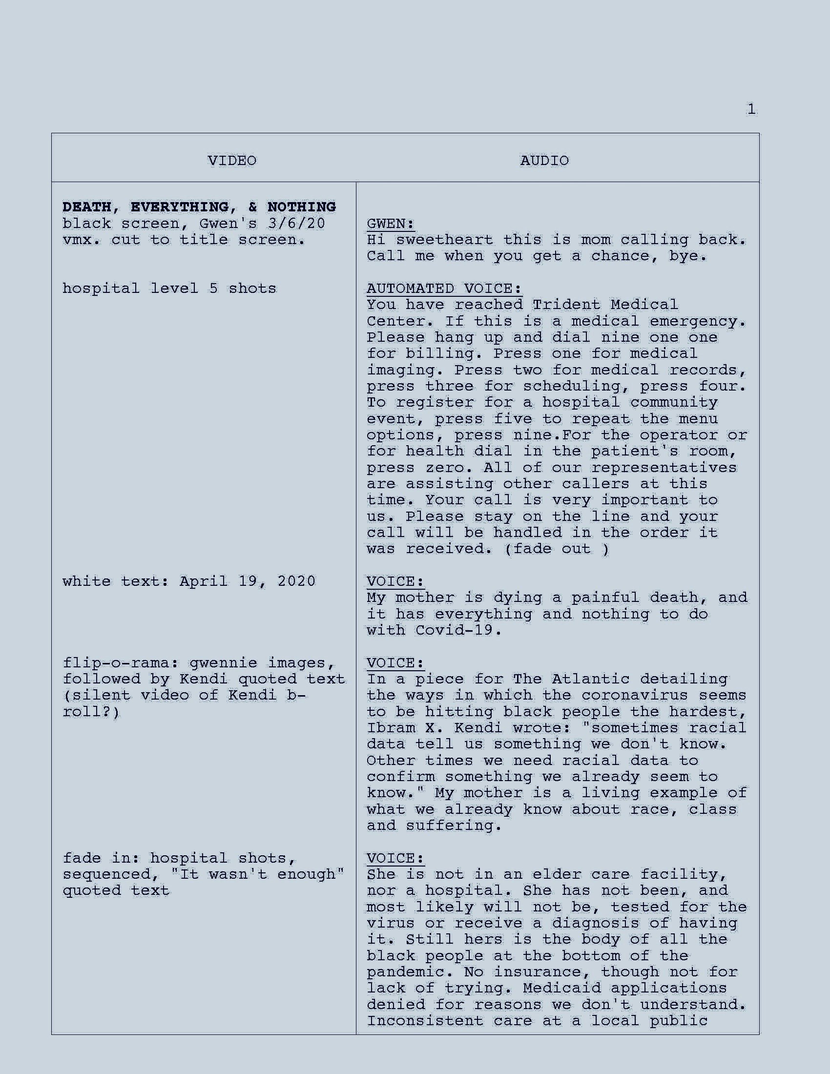 Nothing Except Everything Script death. everything. nothing. script - ConjureGirlBlue Productions