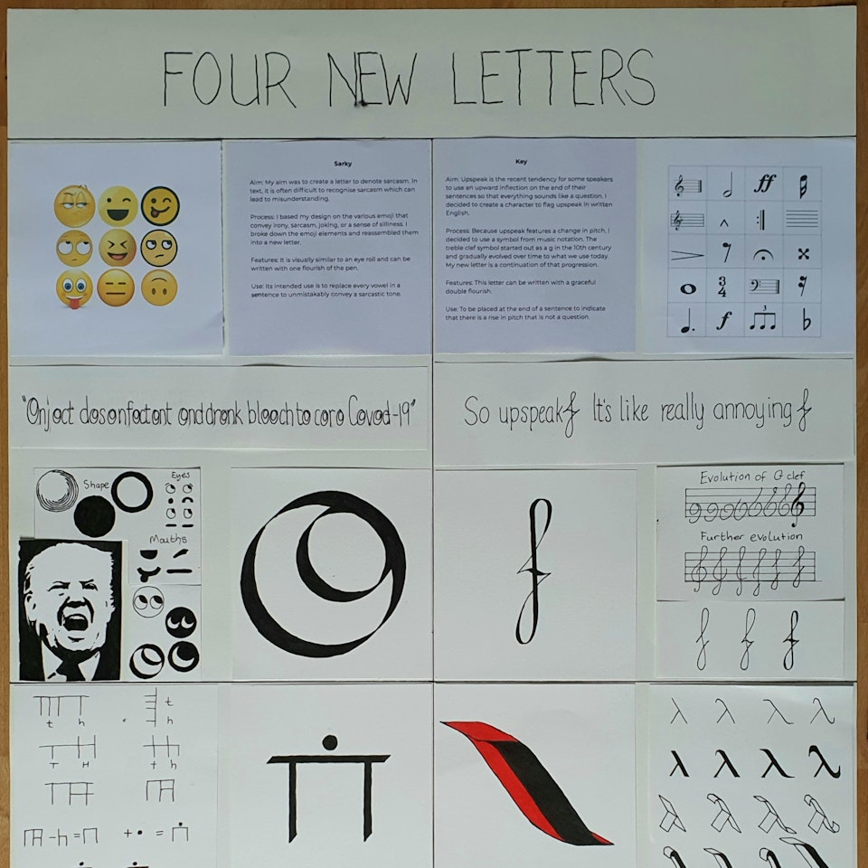 Worksheets Invention of four new letters