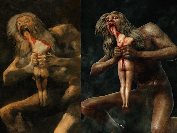 HYPER-REAL SATURN DEVOURING HIS SON