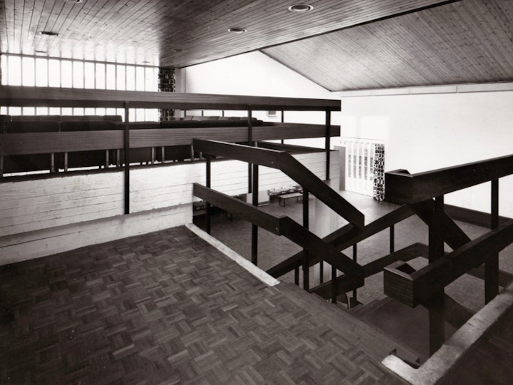 Stairwell down to main GPYC hall, 1966.