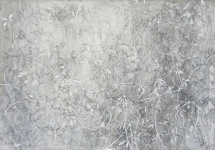 'Dreaming' .
Medium; Gesso, Acrylic and Graphite on Board
Dimensions; 84x120 cm.