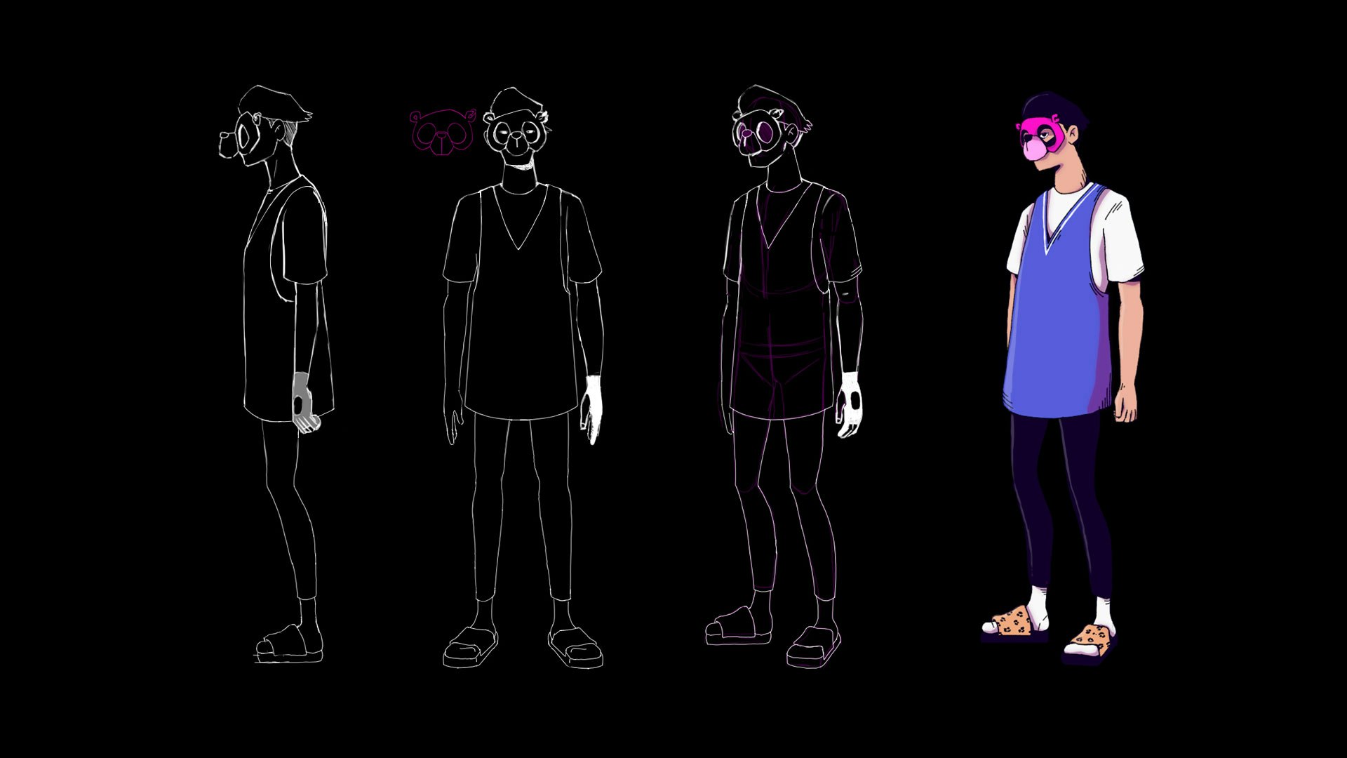 Half human half bear character design turnaround