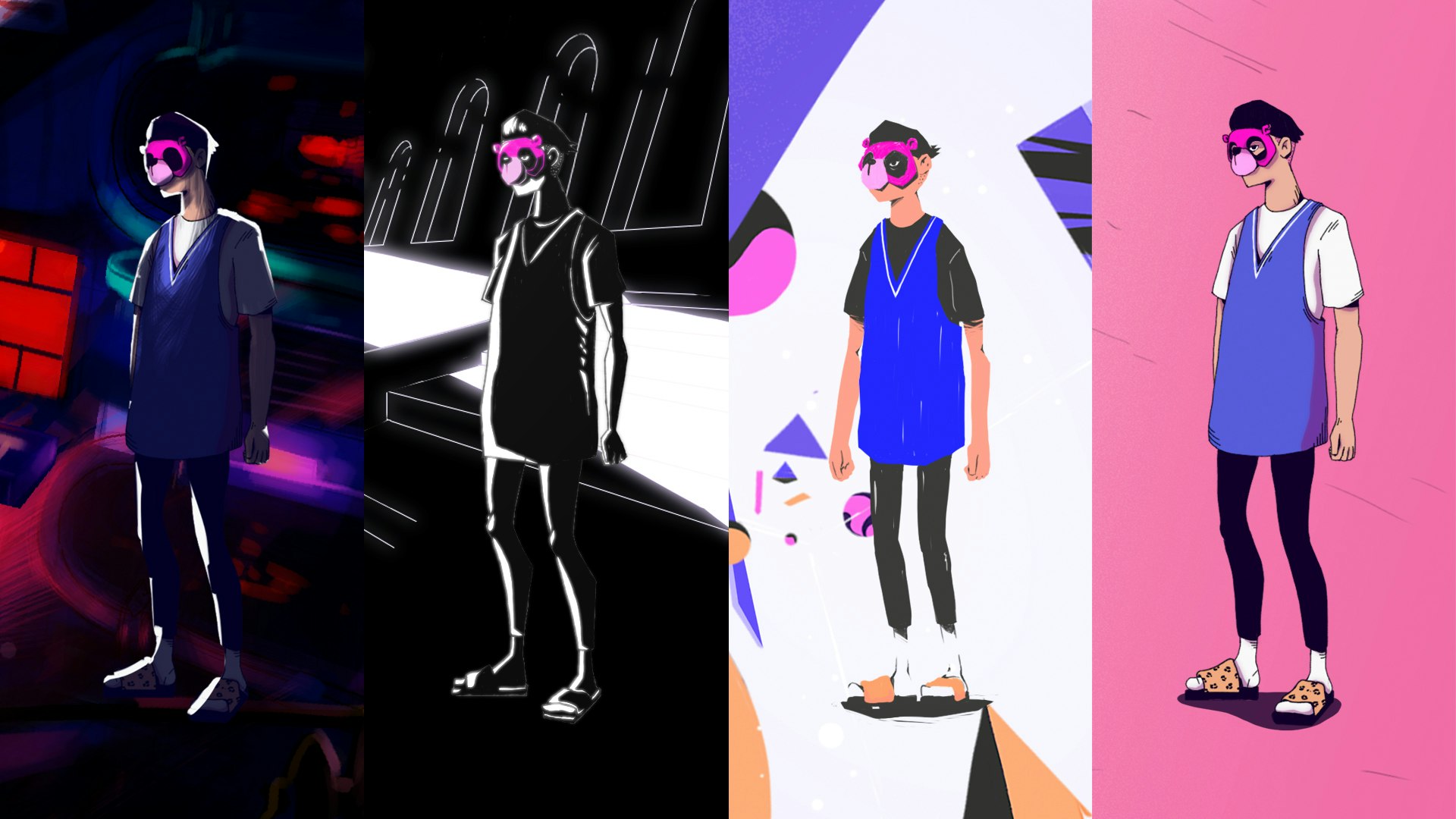 Concept illustration of a character through different styles