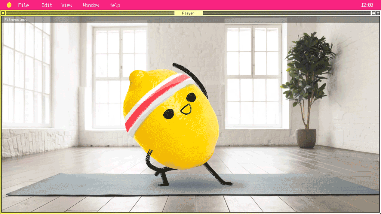Animated lemon doing sport