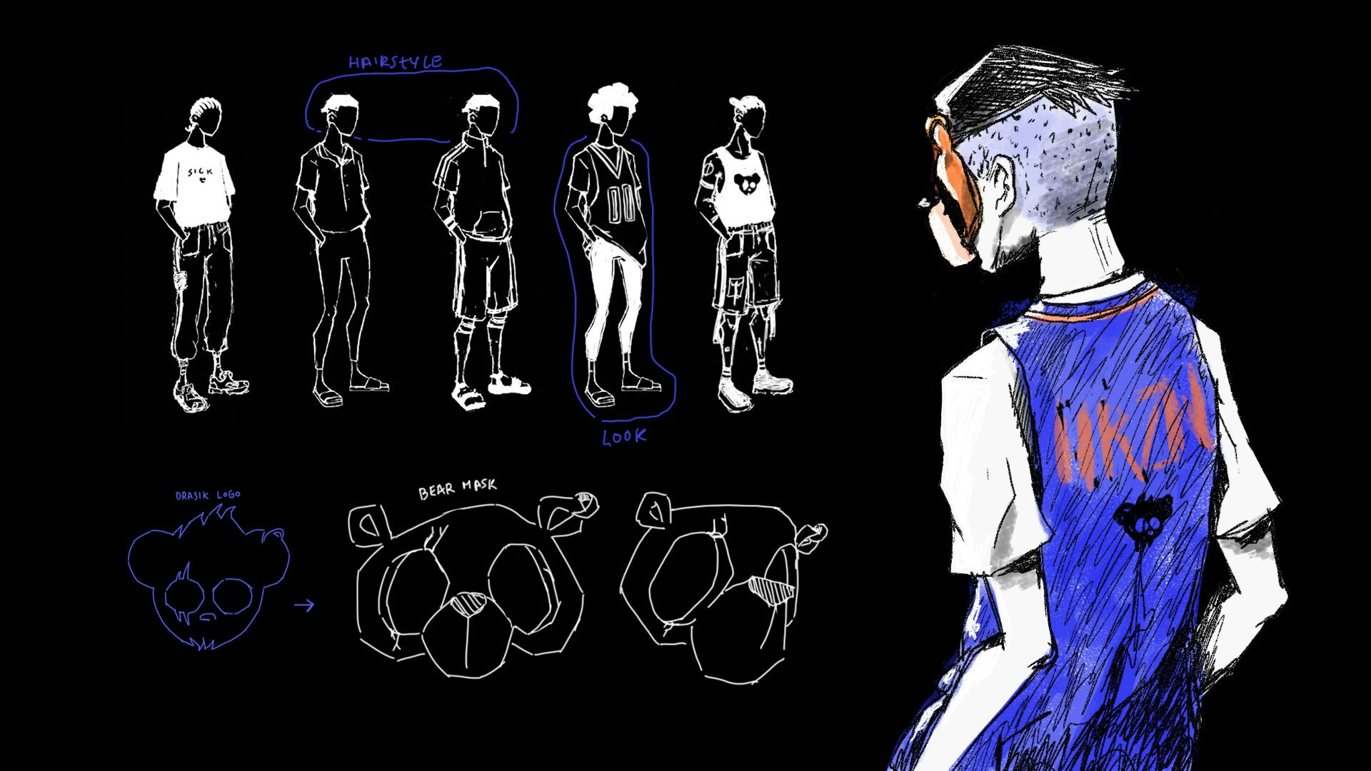 Half human half bear character design