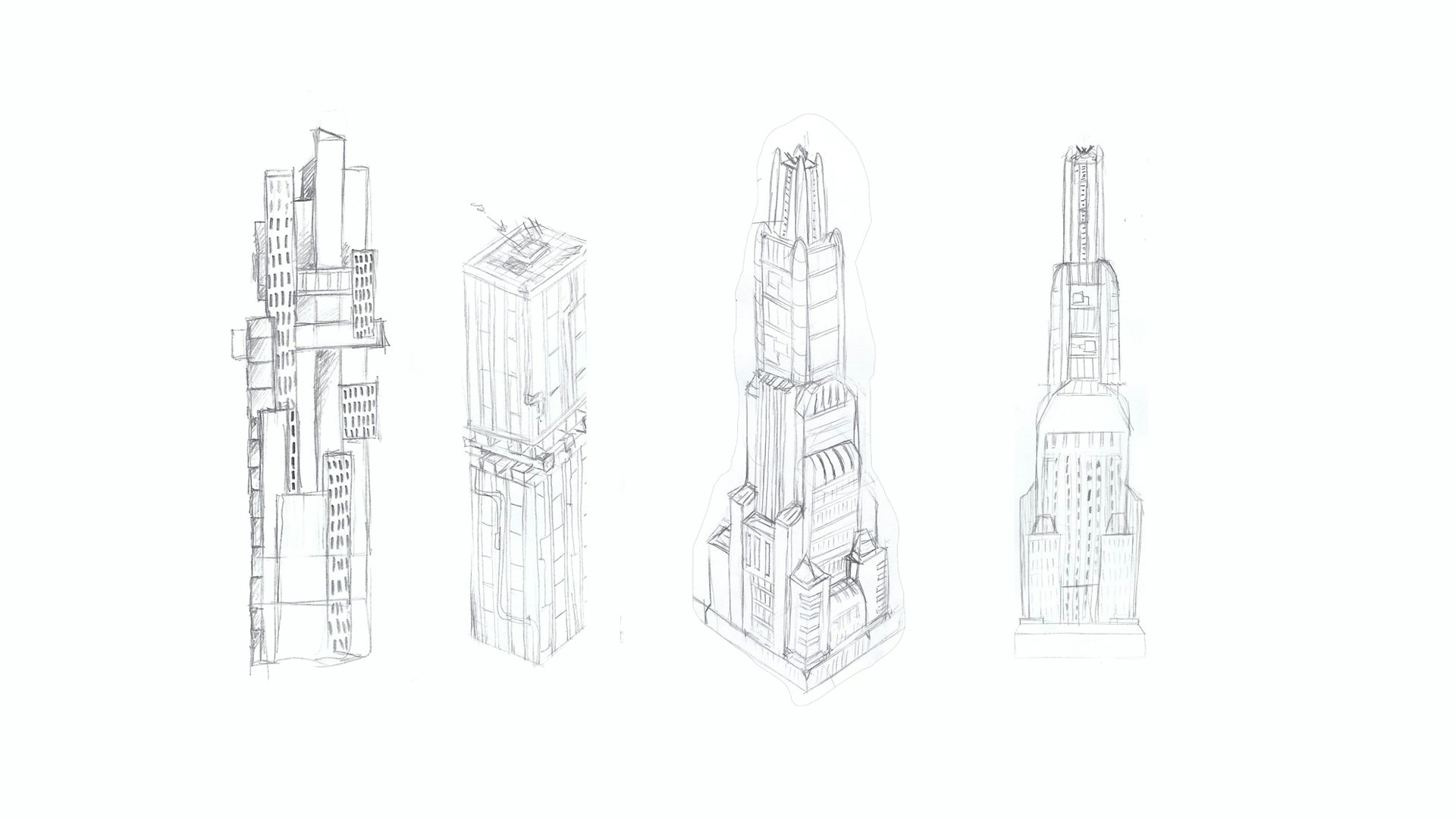 3D skyscraper building sketch