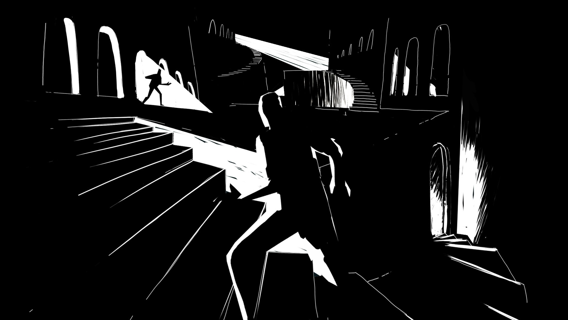 Black and white concept illustration