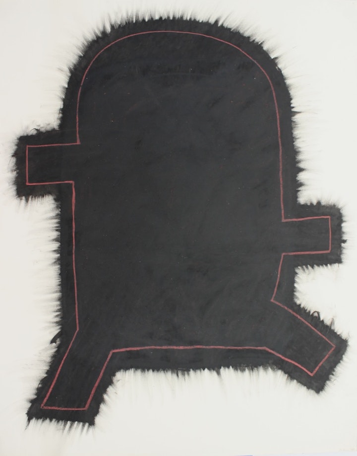 Red Line Series - <i>Fuzzy Wuzzy Dancing Robot Bear.</i> 40 x 32 in. Oil stick, 1983.