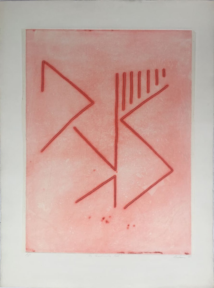 Text, Context, Texture, Architexture - <i>The Kandinsky Kid.</i> 30 x 22. Etching, 
1984.