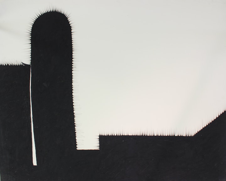 On The Fringe of The Field - <i>Rural Skyline</i>. 32 x 40 in.
 Oil stick, 1987.