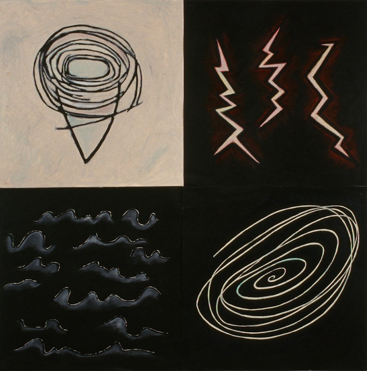Paintings In Color - <i>4 Elements (Dark).</i> Oil stick.