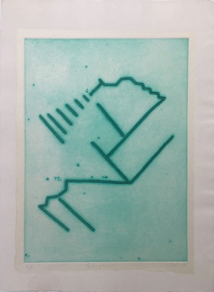 Text, Context, Texture, Architexture - <i>Palenque.</i> 30 x 22 in. Etching, 1985.