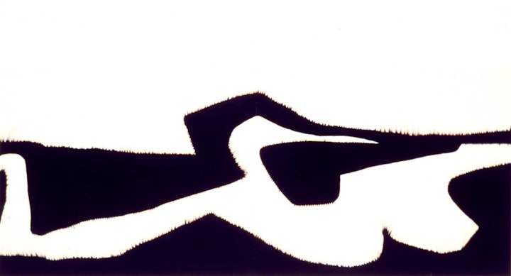Bodies of Water - <i>Bend In The River</i>. 32.5 x 80 in. Paintstick, 2006.