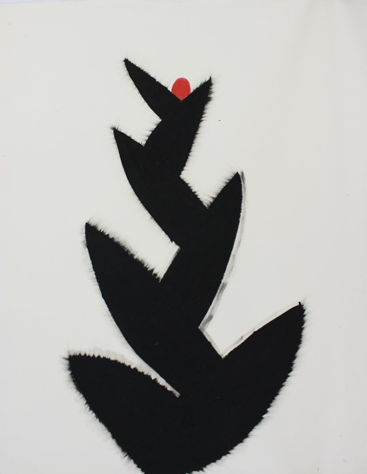 Red Line Series - <i>Blossoming Cactus.</i> 40 x 32 in. Oil stick, 1983.