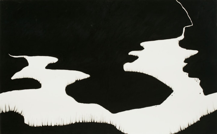 Bodies of Water - <i>Tributaries</i>. 40 x 64 in. Paintstick on paper, 2010.