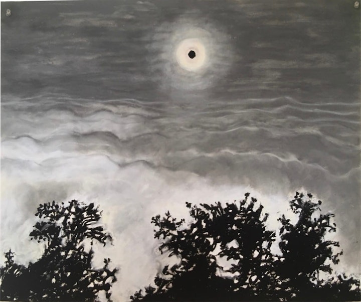 Photo Translations - <i>Eclipse, after Carleton Watkins' Solar Eclipse</i>. 15 x 22 in. Oil stick, 2018.