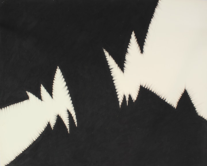On The Fringe of The Field - <i>Compression</i>, 32 x 40 in. 
 Oil stick, 1989.