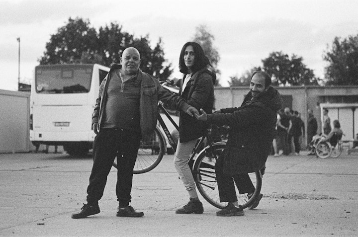 As well as teaching me obscene slang and posing for pictures, Jalal and Hazem (on the bike) were quick to point out that Noaz was able to get such incredible talent on the film as a lot of the first wave to flee Syria were artists and creatives... 'Abu Ashraf' on the left is actually a fairly well known TV actor in Syria and the middle-east.