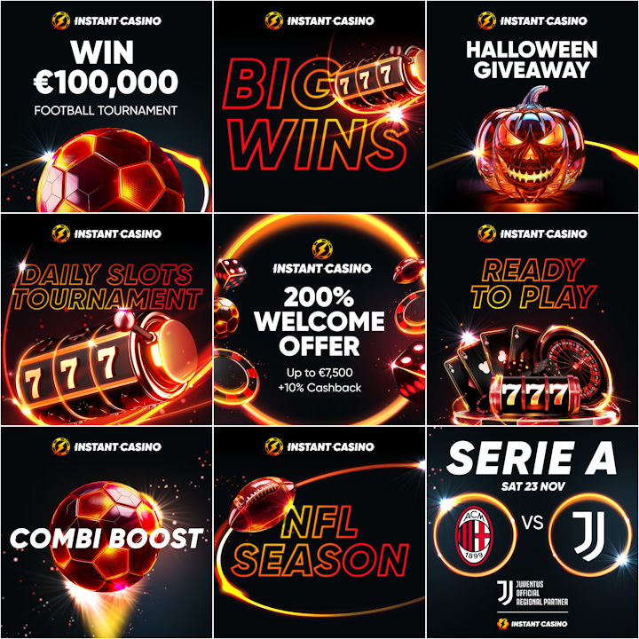 Interface de l'application Instant Casino montrant les jeux et le menu