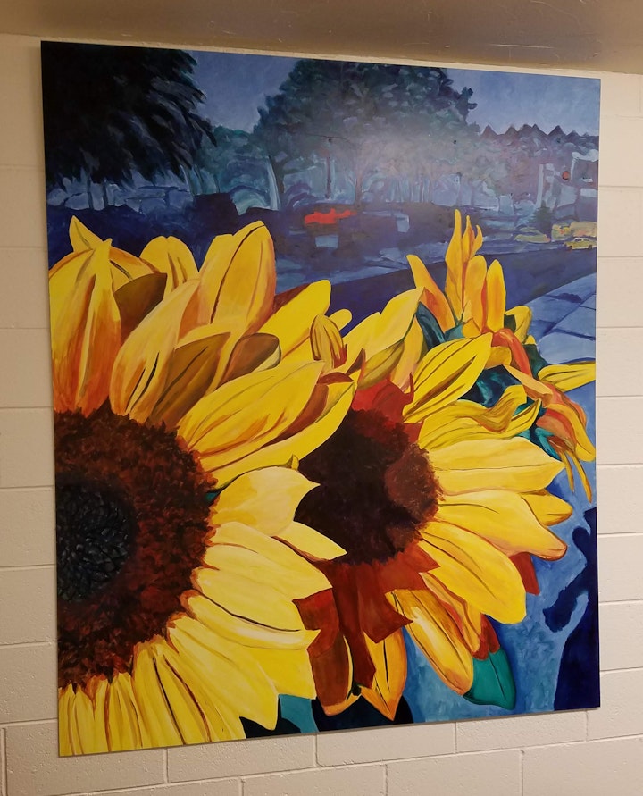 These particular blues and yellows are reminiscent of Van Gogh's palette.