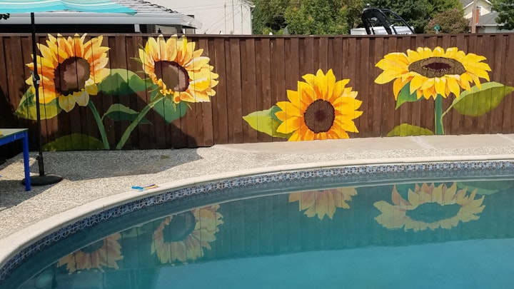 Poolside Sunflowers
