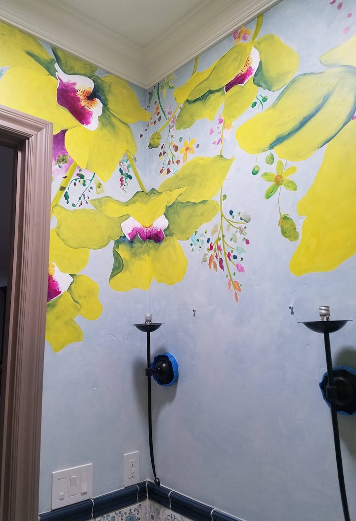 In process, before the mirror and light bulbs went back up.