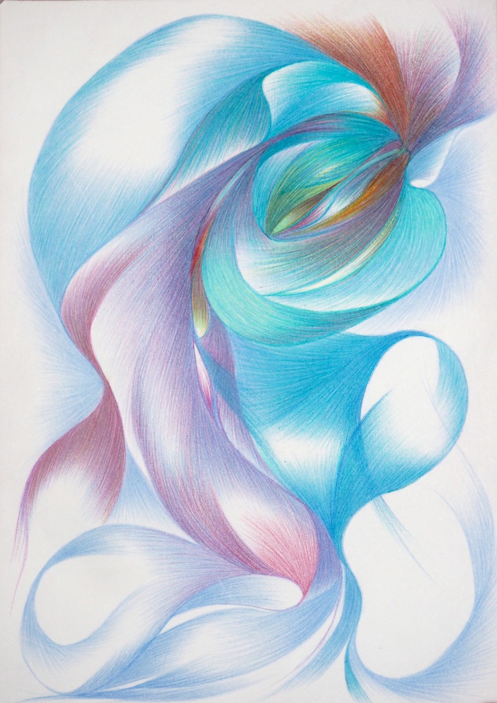 Energy Drawings - Watercolour pencil on paper, 15x25cm.